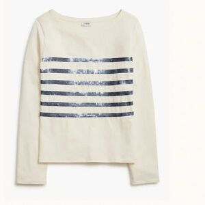 J. Crew Factory CG023 Striped Sequin Long-sleeve Tee NWT size S